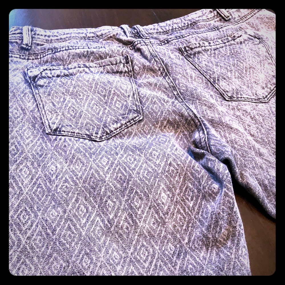 Printed denim fabric jeans